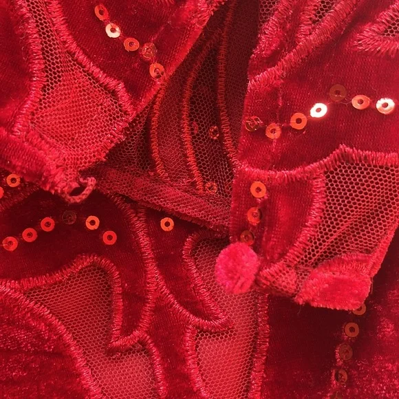 Marchesa Notte stunning red velvet and sequin dress